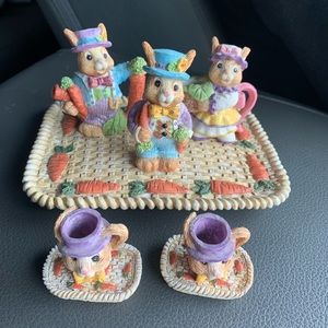 Rabbit Spring time Tea set -1995 Young’s - just in time for Easter.ceramic